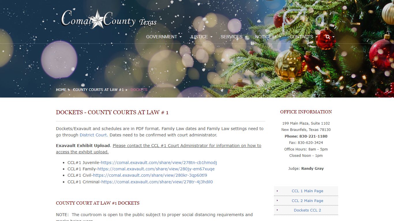 County Court at Law #1 Dockets|Comal County, Texas
